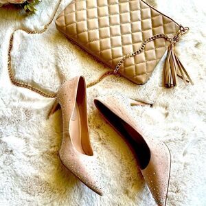 ♥️ Size 9 iridescent embellished suede pumps/heels, PRICE FIRM.